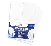 W2 4 Up Tax Forms 2025, kit de 25 employés, instructions au dos des formulaires, idéal pour QuickBooks et logiciels de comptabilité, idée pour le dépôt électronique, W2 4-up 2025