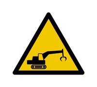 W201 - Attention Engins de chantier - Panneau et Signalétique d'avertissement - Dimensions au choix - Norme ISO 7010