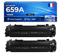 W2010A 659A H-659A lot 2 Toners Noir Compatible pour HP Color LaserJet Enterprise M856dn M856x MFP M776dn Flow MFP M776z M776zs Managed E85055dn avec Puce 2 x 16000 Pages