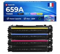 W2010A W2011A W2012A W2013A 659A Pack 4 Toners Noir Cyan Magenta Jaune Compatible pour HP Color LaserJet Enterprise M856dn M856x M776dn M776z M776zs E85055dn avec Puce