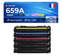 W2010A W2011A W2012A W2013A 659A Pack 5 Toners Noir Cyan Magenta Jaune Compatible pour HP Color LaserJet Enterprise M856dn M856x M776dn M776z M776zs E85055dn avec Puce