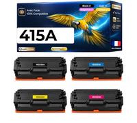 W2030A W2031A W2032A W2033A 415A Pack 4 Toners compatibles pour HP Color LaserJet Pro M454dn M454dw M479fdn M479fdw Noir Cyan Magenta Jaune avec Puce 2400 2100 Pages