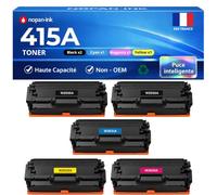 W2030A W2031A W2032A W2033A 415A Pack 5 Toners compatibles pour HP Color LaserJet Pro M454dn M454dw M479fdn M479fdw Noir Cyan Magenta Jaune avec Puce 2400 2100 Pages