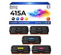 W2030A W2031A W2032A W2033A 415A Pack 5 Toners compatibles pour HP Color LaserJet Pro M454dn M454dw M479fdn M479fdw Noir Cyan Magenta Jaune avec Puce 2400 2100 Pages