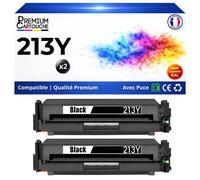 W2130Y HT213Y 2 Toners Noir compatible pour HP Color LaserJet Enterprise 5700dn 6700dn 6701dn MFP 5800dn 6800dn avec puce 2x18000p
