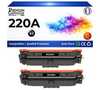 W2200A 220A Pack 2 Toners Noir compatibles HP 4202dn 4202dw 4302dw 4302fdw haute capacité avec puce 2000 pages chacun