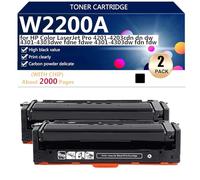 W2200A W2201A W2202A W2203A Cartouches de Toner Compatibles pour HP Color Laserjet Pro 4201-4203cdn dn dw 4301 4303dwe fdne fdwe 4301 4303dw fdn fdw Imprimantes, Impression Nette,2*Black