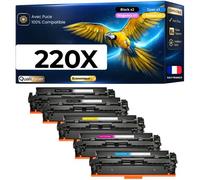 W2200X W2201X W2202X W2203X Pack 5 Toners Noir et Couleurs compatibles HP 4202dw 4302fdw avec puce haute capacité