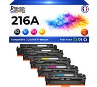 W2410MC W2411MC W2412MC W2413MC 216A pack 5 toners compatibles HP M182n M183fw Noirs et Couleurs avec puce haute capacité impression laser premium durable