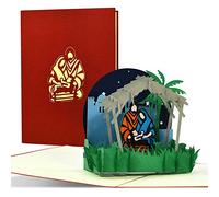 W36 Carte de Noël 3D pop-up avec crèche, carte de vœux pour la période de l'Avent et pour Noël, idée cadeau originale pour un cadeau en argent, par exemple