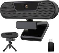W4Gs 2K Webcam, 1080P 60Fps Webcam With Microphones, Autofocus, Noise Reduction, Light Correction, Plug&Play, Privacy Cover, Tripod, For Livestream, Conference, Video Chat