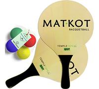 W4W Kadima Ensemble de raquettes de padel de plage - Lot comprenant 4 balles et 2 pagaies - Naturel