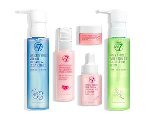 W7 Coffret de Soin de la Peau - Routine Quotidienne en 5 Étapes - Crème Hydratante, Sérum, Tonique, Nettoyant et Masque pour les Lèvres