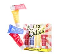 W7 Gloss Away Mini Fruity Lip Balm Collection - Set of 4 Mini Gloss Away Lip Balms - Cherry, Blueberry, Vanilla, Strawberry