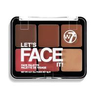 W7 Let’s Face It Cream Face Palette - Desert Glow - Palette Visage 6 Teintes Bronzer, Blush & Highlight - Texture Crème et Estompable