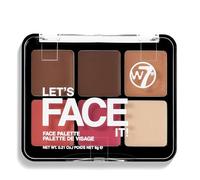 W7 Let’s Face It Cream Face Palette - Soft Glow - Palette Visage 6 Teintes Bronzer, Blush & Highlight - Texture Crème et Estompable