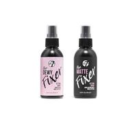 W7 The Fixer Duo - Makeup Setting Spray 2Pcs Set - Dewy & Matte Finishes For Fixing Professional Makeup