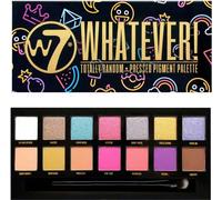 W7 Whatever Pressed Pigment Palette Makeup - Bold and Bright Colors, Cream Matte, Shimmer & Chromes