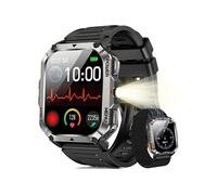 Blackview Montre connectée W70 Pro, robuste Bluetooth 900mAh 1.45" étanche Lampe LED Boussole Noir