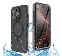W7ETBEN Coque étanche pour iPhone 16 Pro Max, Anneau de Support Invisible et Protecteur d'écran intégré, IP68 sous l'eau, Anti-Chute, Coque de Protection Antichoc pour iPhone 16 Pro Max (Noir)