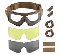 W810 Ensemble de Lunettes Tactiques Airsoft Lunettes de Sécurité Anti-buée Lunettes Chasse Cyclisme(Brown)