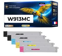 W9130MC W9130MC W9131MC W9132MC W9133MC pack 5 toners compatibles HP E78523dn E78528dn 2 Noirs et Couleurs haute capacité avec puce 110000 pages