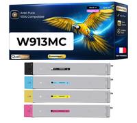 W9130MC W9131MC W9132MC W9133MC pack 4 toners compatibles HP E78523dn E78528dn Noirs et Couleurs haute capacité avec puce 85000 pages qualité pro