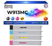 W9130MC W9131MC W9132MC W9133MC pack 4 toners compatibles HP E78523dn E78528dn Noirs et Couleurs haute capacité avec puce 85000 pages qualité pro