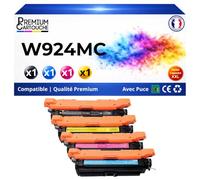 W9240MC W9241MC W9242MC W9243MC Pack de 4 Toners compatibles pour HP Color LaserJet Enterprise X557 X58045dn X55745dn Noir Cyan Magenta Jaune avec Puce Haute capacité