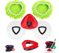 Wa.IE Jiemi Tête de rechange en microfibre compatible avec le système EasyWring 1 réservoir, 1 brosse à récurer + 1 base de balai + 4 têtes de balai à franges de nettoyage du sol