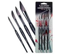 WA Portman - Lot de 4 pinceaux à dague pour Aquarelle et Acrylique - Pinceaux Professionnels pour Aquarelle et Acrylique avec Prise en Main Confortable