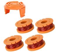 WA0004.1/WA0010 Bobine de Fil de Rechange pour Tondeuse à Gazon Ø 1,65 mm/3 m Compatible avec Worx WG150, WG151.5,WG160,WG163E.2,WG163E.1,WG174,WG180 (4 bobines,1 Capuchons)