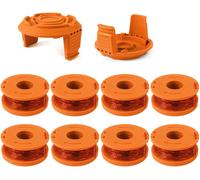 WA0010 3m Strimmer Line for Worx WA0004 WG154 WG163 WG160 WG180 WG175 WG155 WG151 Weed Wacker Eater with Spool Cover WA0653 GT 5006531 (8 Spools + 2 Caps)