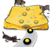 Waaiio Jouet interactif pour chat d'intérieur - Balle à mouvement automatique dans une pochette - Jouet rechargeable avec activation du mouvement - Balle roulante pour cacher et chercher - Jaune