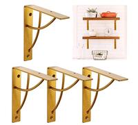 WAALIJI Lot de 4 supports d'étagère flottants - Design moderne - 17,8 cm - Pour étagère flottante - Doré