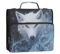 Waassud A-white-wolf-with-orange-eyes-1734425084067 Classeur à fermeture éclair 3 anneaux avec bandoulière et poignée Anneau en D 3,8 cm 500 feuilles