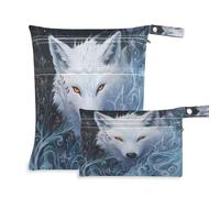 Waassud A-white-wolf-with-orange-eyes-1734425084067 Sac de rangement réutilisable pour couches humides/humides/humides/couches avec 2 poches zippées pour maillot de bain, vêtements de sport,
