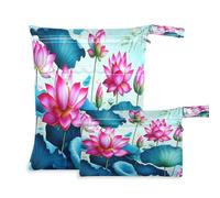 Waassud Artistic Lotus Sac à couches réutilisable avec 2 poches zippées pour maillot de bain, vêtements de sport