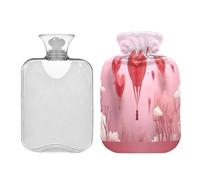 Waassud Ballon en forme de cœur (2) Bouillotte avec housse souple pour soulager la douleur 2 L Coussin chauffant pour cou épaule Taille M