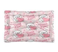 Waassud Bears Love Hearts Tapis épais antidérapant et résistant à la mastication pour animaux de compagnie, chiens, chats, tapis de cage doux et lavable pour sol, canapé, voiture, 45,7 x 61 cm