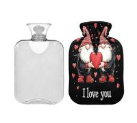 Waassud Bouillotte 2 nains tenant un cœur avec housse souple pour soulager la douleur, coussin chauffant pour le cou et les épaules, taille M