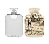 Waassud Bouillotte cheval et nuages avec housse souple pour soulager la douleur, coussin chauffant pour le cou et les épaules, taille M