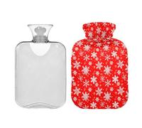 Waassud Bouillotte de Noël en forme de flocons de neige avec housse souple pour soulager la douleur, coussin chauffant pour le cou et les épaules, taille S