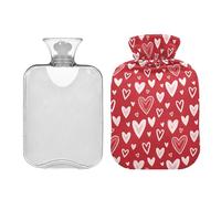 Waassud Bouillotte de Saint-Valentin en forme de cœur avec housse souple pour soulager la douleur, coussin chauffant 2 L pour le cou et les épaules, taille M