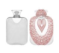 Waassud Bouillotte de Saint-Valentin en forme de cœur avec housse souple pour soulager la douleur, coussin chauffant 2 L pour le cou et les épaules, taille M