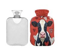 Waassud Bouillotte en forme de cœur de vache avec housse souple pour soulager la douleur, coussin chauffant pour le cou et les épaules, taille S