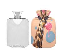 Waassud Bouillotte girafe avec housse souple pour soulager la douleur, coussin chauffant pour le cou et les épaules, taille M