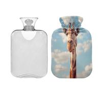 Waassud Bouillotte girafe avec housse souple pour soulager la douleur, coussin chauffant pour le cou et les épaules, taille S