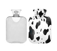 Waassud Bouillotte imprimé vache avec housse souple pour soulager la douleur, coussin chauffant pour le cou et les épaules, taille S