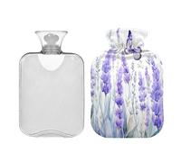 Waassud Bouillotte lavande et papillon avec housse souple pour soulager la douleur, coussin chauffant pour le cou et les épaules, taille S